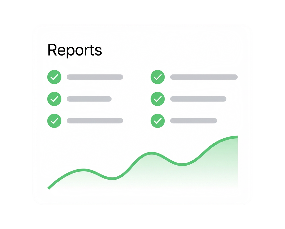 Reports overview with green trend